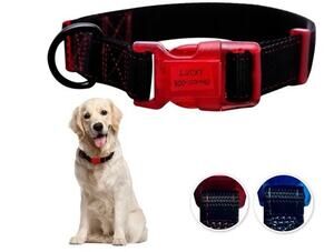 Sporn Dog ID Collar Large All In One Black Red Waterproof Adjustable Neck 15-26”